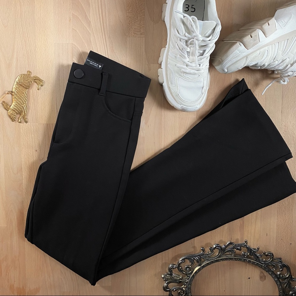 Zara black high waisted flared leggings size extra small bell bottoms flare